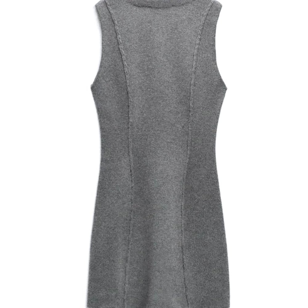 NWT New ZARA Zip Up Fitted Dress, Sleeveless Wool Blend, Modern Gray Med Small - Picture 6 of 12